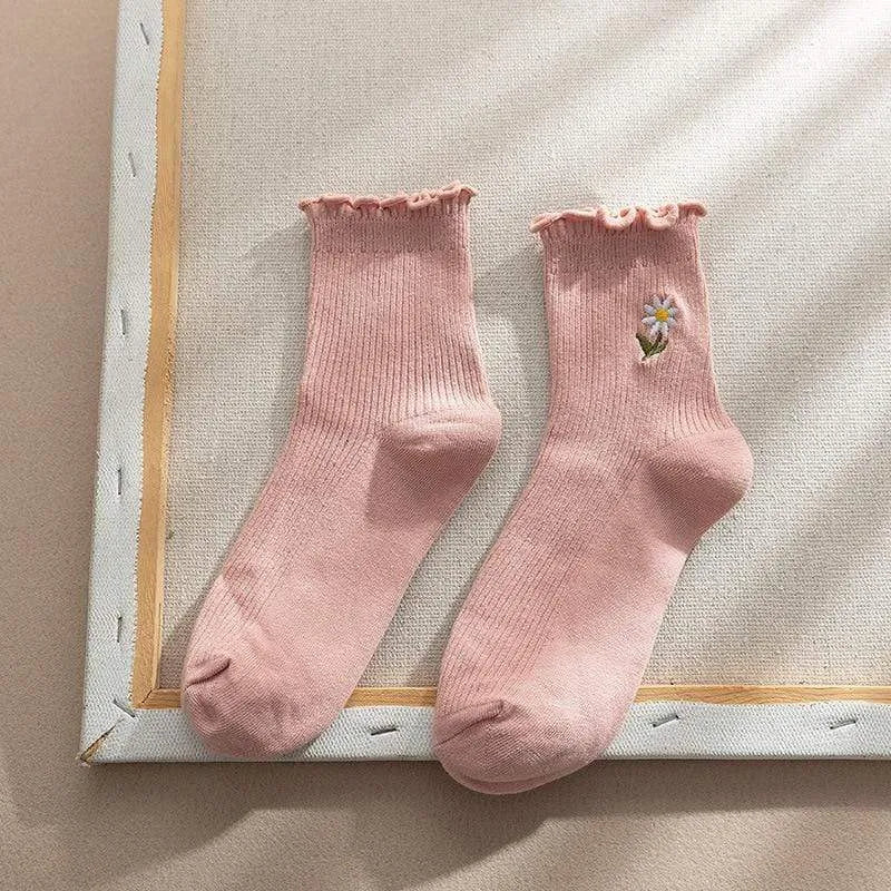 Chaussette Coreenne Fleurie