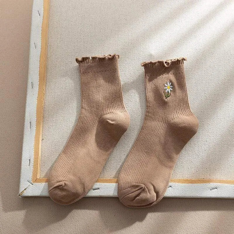 Chaussette Coreenne Fleurie