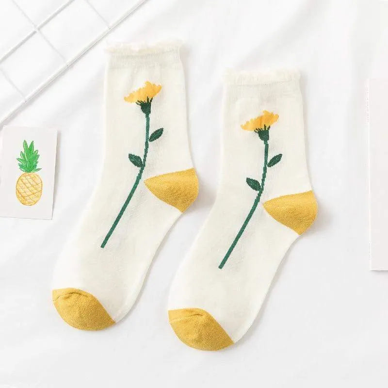 Chaussette Coreenne a Fleurs