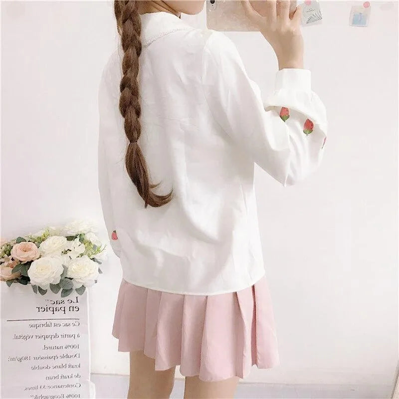 Chemisier Blanc Fraise Kawaii