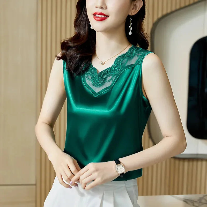 Débardeur Korean Satin Femme