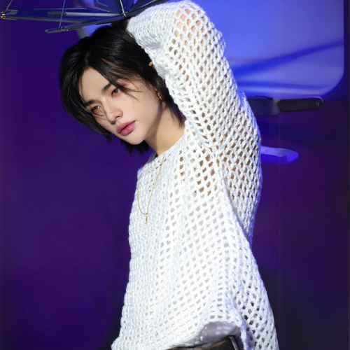 Pull Résille Blanc Hyunjin - groupe Stray Kids