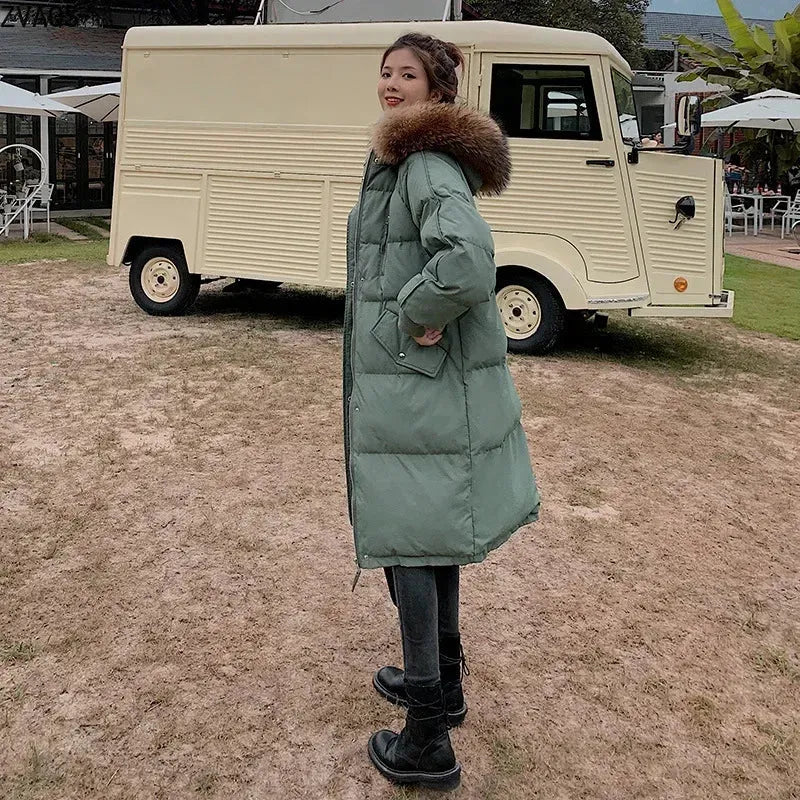 Doudoune Femme à Col Fourrure