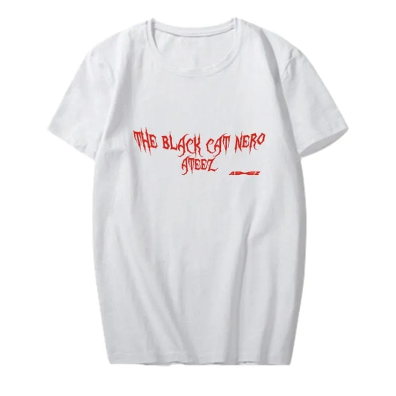 T-Shirt Ateez Black Cat Nero Z