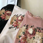 T-Shirt Coréen à Fleur