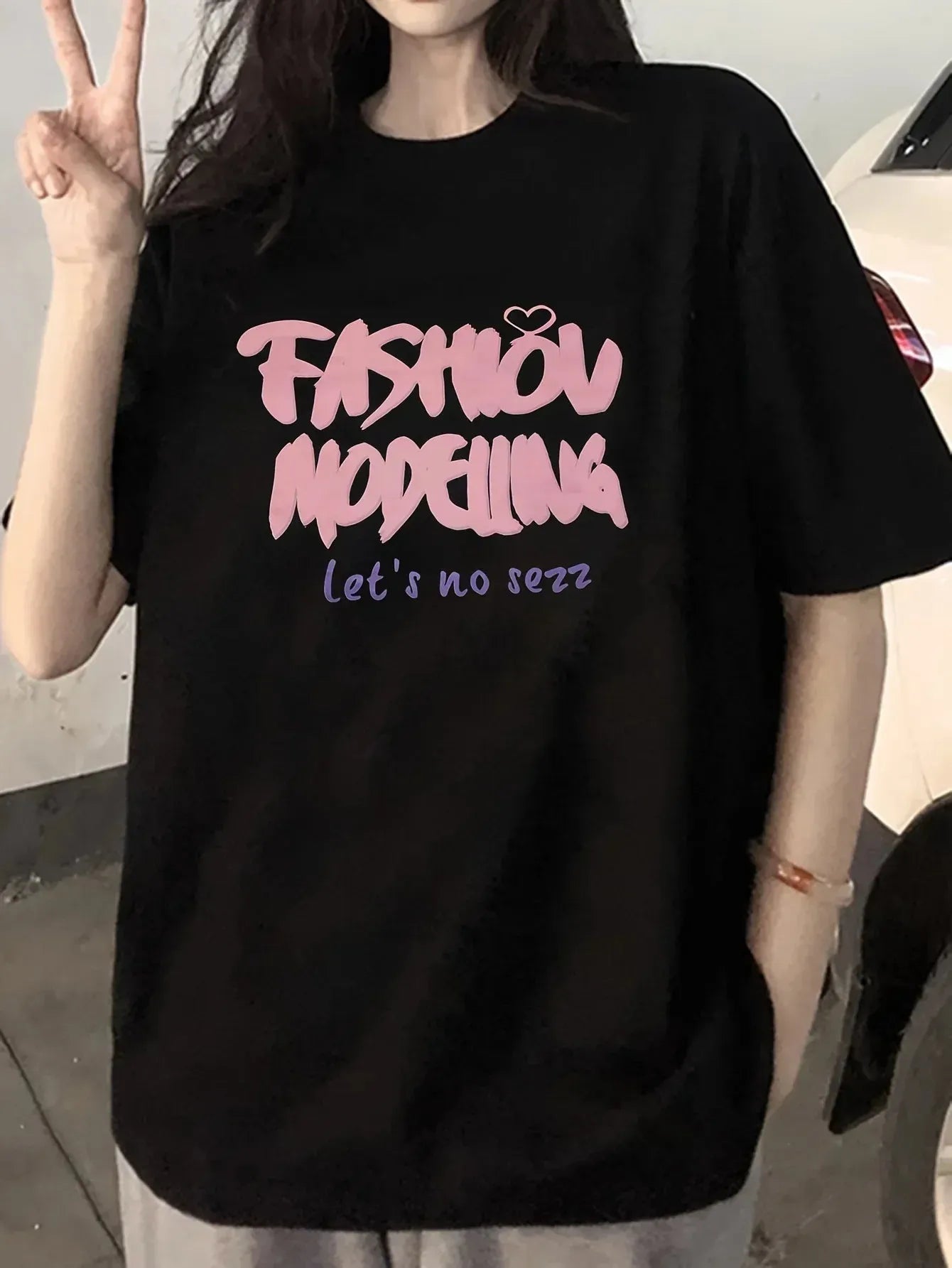 T-shirt Coréen Oversize Noir