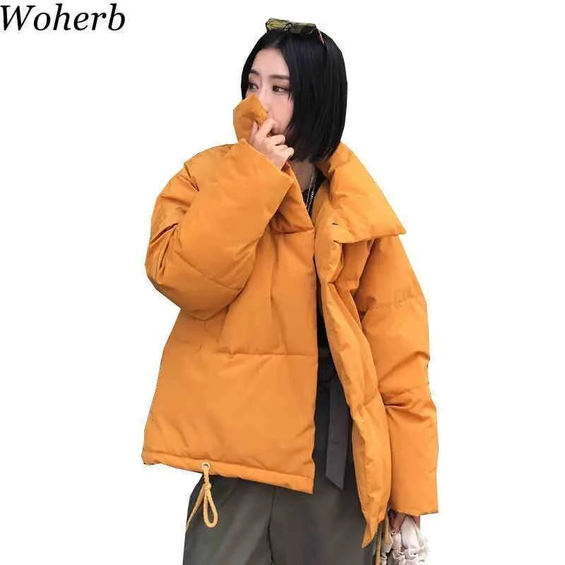 Veste - Manteau Korean Style - Woherb Harajuku Thick Parka Women 2020 Winter Coat Female Warm Outwear Wadded Jackets Padded Coats Chaqueta Mujer	20207