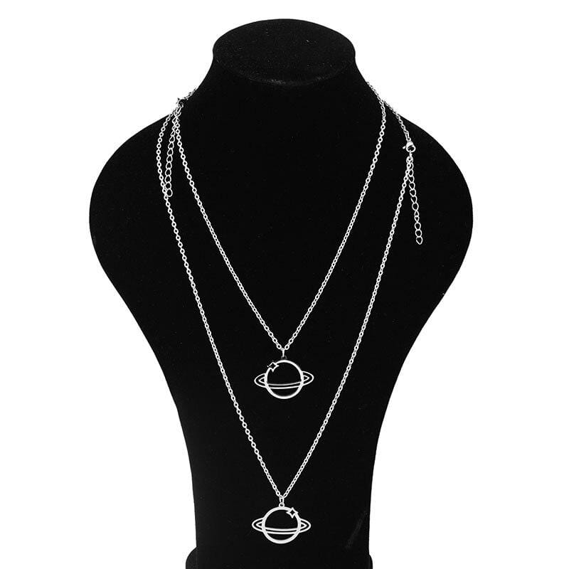 Korean KPOP Punk Stainless Steel Necklace Hip-hop Long Chain Planet Pendant Boys Girls Guys Rock Necklaces Collar Jewelry Gift