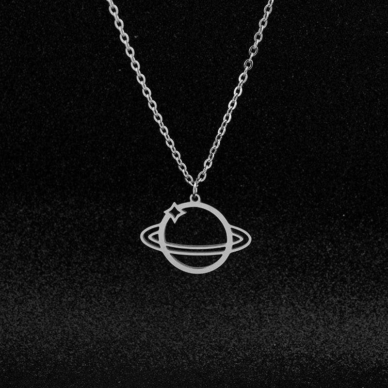 Korean KPOP Punk Stainless Steel Necklace Hip-hop Long Chain Planet Pendant Boys Girls Guys Rock Necklaces Collar Jewelry Gift
