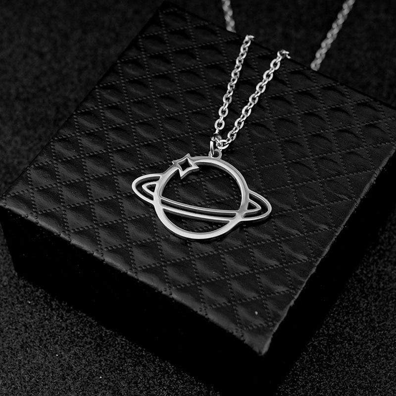 Korean KPOP Punk Stainless Steel Necklace Hip-hop Long Chain Planet Pendant Boys Girls Guys Rock Necklaces Collar Jewelry Gift
