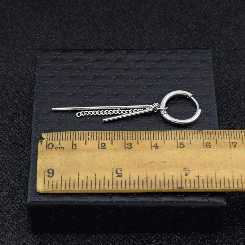 Men Women Punk Earrings Stainless Steel Ear Clip Tassel Long Chain Hip-hop Street Pop Ear Guys Jewelry Hipster Rock Stud Earring