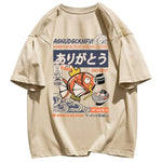 Vintage Japan Kanji Cartoon Fun Graphic T Shirts Kawaii Clothes Streetwear Oversized Khaki Tops 2022 Summer Large 2XL Harajuku