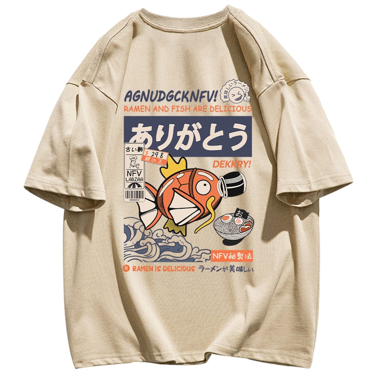 Vintage Japan Kanji Cartoon Fun Graphic T Shirts Kawaii Clothes Streetwear Oversized Khaki Tops 2022 Summer Large 2XL Harajuku