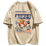 Vintage Japan Kanji Cartoon Fun Graphic T Shirts Kawaii Clothes Streetwear Oversized Khaki Tops 2022 Summer Large 2XL Harajuku